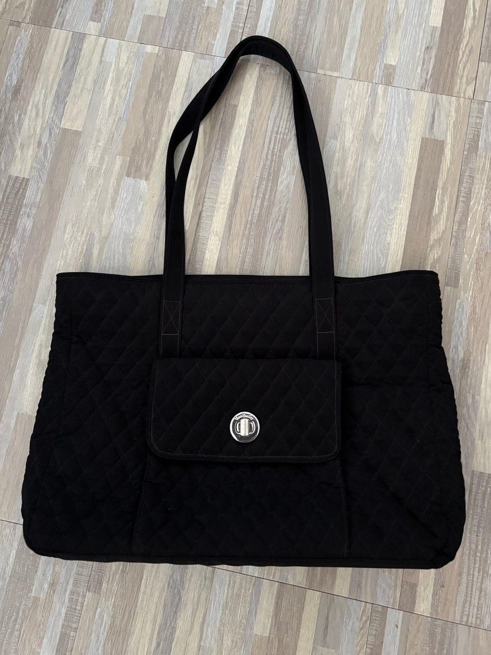 Vera Bradley Black Quilted Laptop Tote Bag